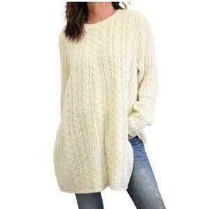 J.Jill Chenille Cable knit Crewneck Sweater - ivory